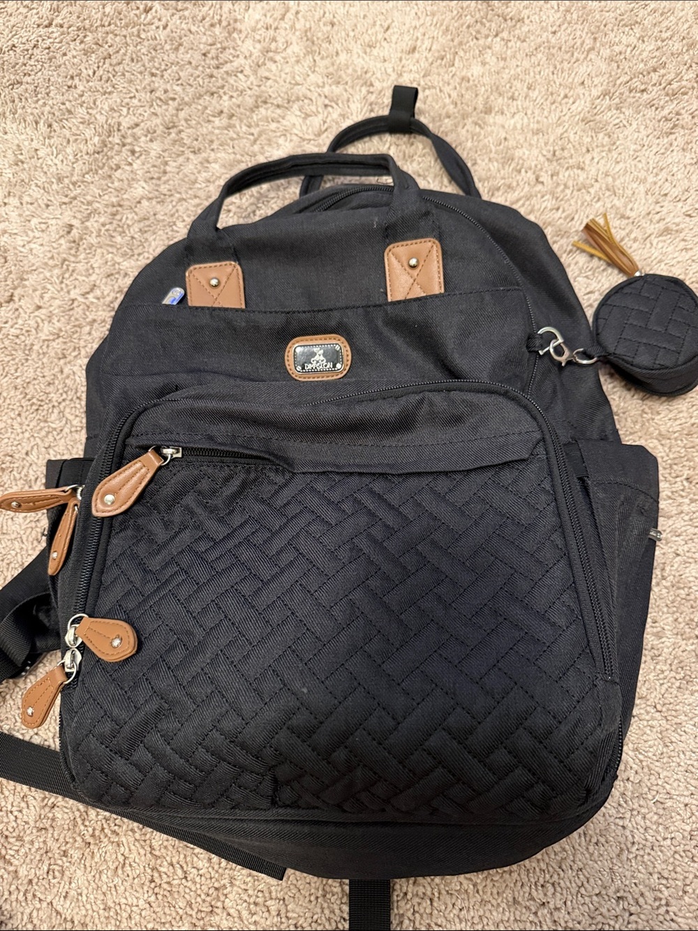 Dikaslon Quilted Black Baby Diaper Bag multi bag OS